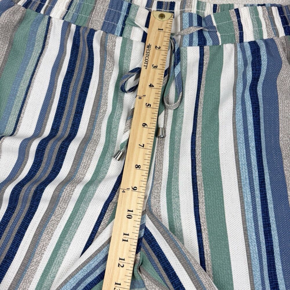 C Est 1946 Women's Blue White Gray Striped Stretch Pull On Wide Leg Pants Large - Picture 12 of 16